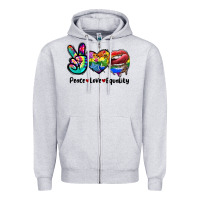 Heather Grey Peace love equality LGBT+ Zipper Hoodie - CowGirlArtShop