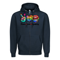 Navy Peace love equality LGBT+ Zipper Hoodie - CowGirlArtShop