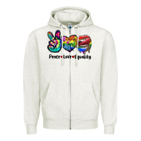 Oatmeal Heather Peace love equality LGBT+ Zipper Hoodie - CowGirlArtShop