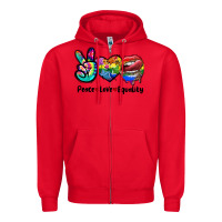 Red Peace love equality LGBT+ Zipper Hoodie - CowGirlArtShop