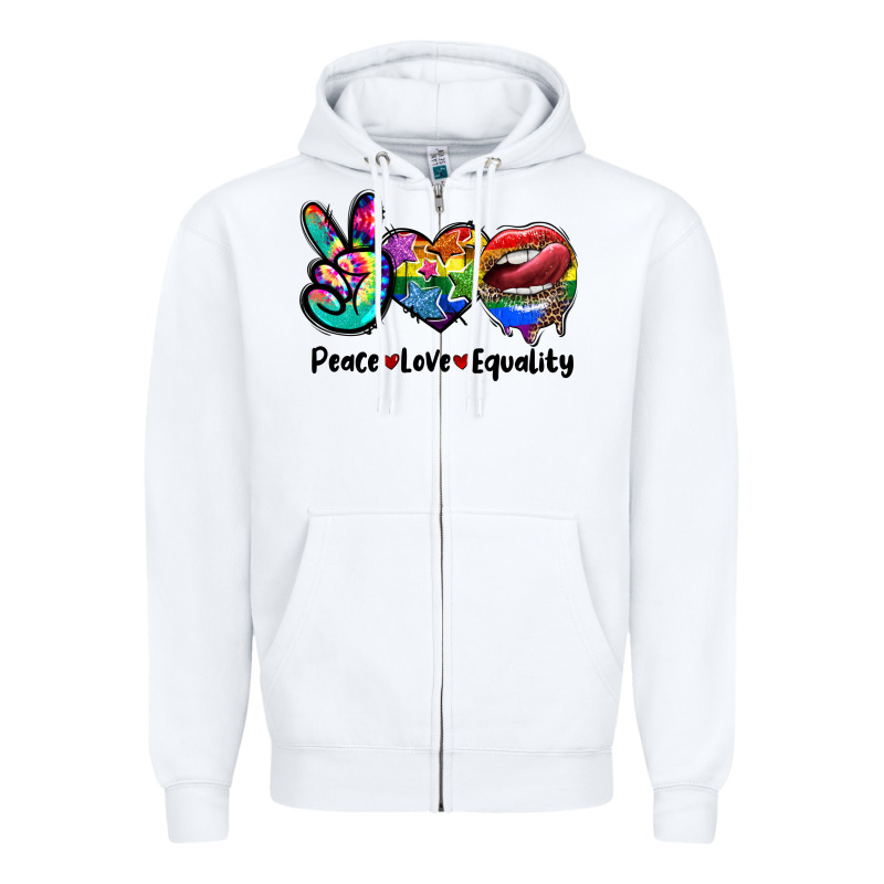 Peace Love Equality Lgbt+ Zipper Hoodie by CowGirlArtShop | Teevron