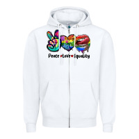 White Peace love equality LGBT+ Zipper Hoodie - CowGirlArtShop