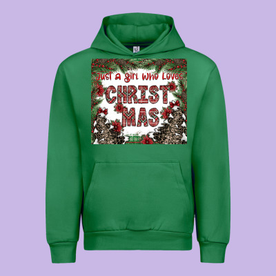 Just A Girl Who Loves Christmas Urban Hoodie Designed By Cowhidedigitalart