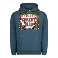 Pigment Midnight Navy just a girl who loves christmas Urban Hoodie - CowhideDigitalArt