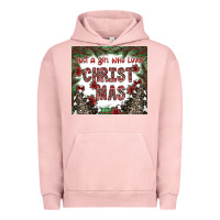 Pigment Salmon just a girl who loves christmas Urban Hoodie - CowhideDigitalArt