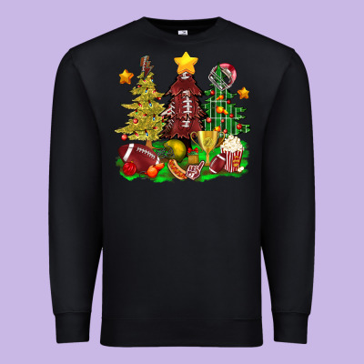 Christmas With American Football Trees Bbs Premium Sweatshirt Designed By Bundleandbundleshop