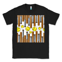 Black softball bat seamless pattern Classic Tee - BundleAndBundleShop