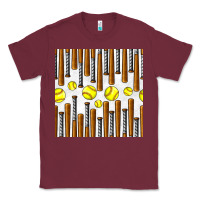 Burgundy softball bat seamless pattern Classic Tee - BundleAndBundleShop