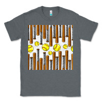 Charcoal Heather softball bat seamless pattern Classic Tee - BundleAndBundleShop