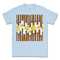 Dusty Blue softball bat seamless pattern Classic Tee - BundleAndBundleShop