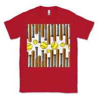 Red softball bat seamless pattern Classic Tee - BundleAndBundleShop