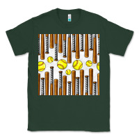 Sports Green softball bat seamless pattern Classic Tee - BundleAndBundleShop