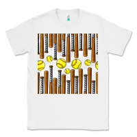 White softball bat seamless pattern Classic Tee - BundleAndBundleShop