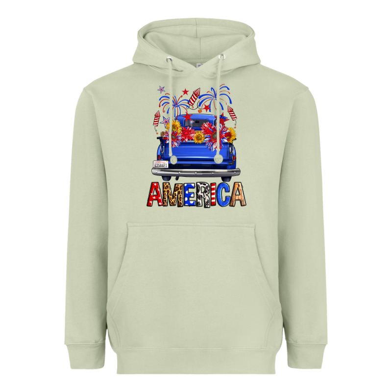Western Fourth Of July America Truck Heavyweight Hoodie by FaDigitalArtStudio | Teevron
