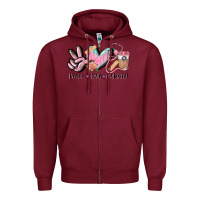 Burgundy peace love nursing Zipper Hoodie - CowGirlArtShop