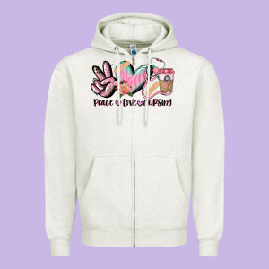 Peace Love Nursing Zipper Hoodie Designed By Cowgirlartshop