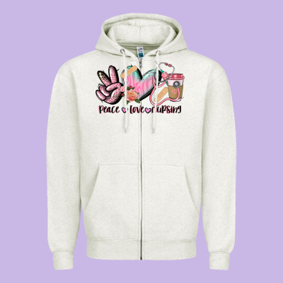 Peace Love Nursing Zipper Hoodie Designed By Cowgirlartshop
