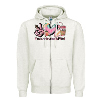 Oatmeal Heather peace love nursing Zipper Hoodie - CowGirlArtShop