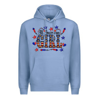 Colony Blue All American Girl Premium Hoodie - CowCowDesign