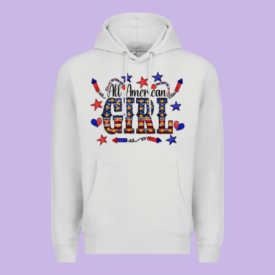All American Girl Premium Hoodie Designed By Cowcowdesign