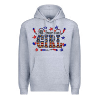 Heather Grey All American Girl Premium Hoodie - CowCowDesign