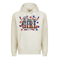 Oatmeal Heather All American Girl Premium Hoodie - CowCowDesign