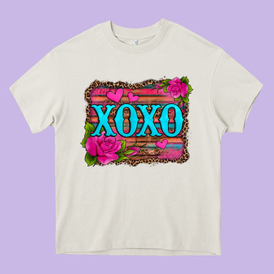 Xoxo Valentine's Day Pink Roses And Hearts Heavy Core Tee Designed By Jasminsmagicworld