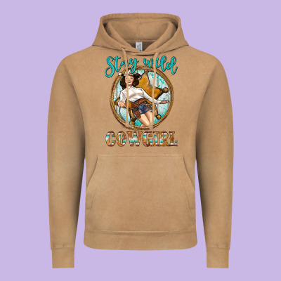 Western Stay Wild Cowgirl Vintage Hoodie Designed By Bundleandbundleshop