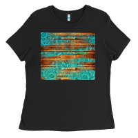 Black turquoise  leather and wooden pattern tumbler Ladies Tee - Jasminsmagicworld