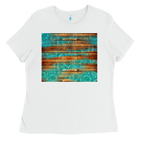 White turquoise  leather and wooden pattern tumbler Ladies Tee - Jasminsmagicworld