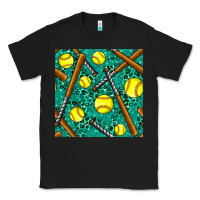 Black softball bat with leopard and glitter seamless pattern Classic Tee - BundleAndBundleShop