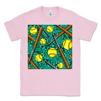 Bubblegum Pink softball bat with leopard and glitter seamless pattern Classic Tee - BundleAndBundleShop
