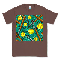 Chestnut softball bat with leopard and glitter seamless pattern Classic Tee - BundleAndBundleShop