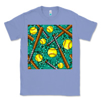 Colony Blue softball bat with leopard and glitter seamless pattern Classic Tee - BundleAndBundleShop