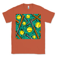 Copper softball bat with leopard and glitter seamless pattern Classic Tee - BundleAndBundleShop
