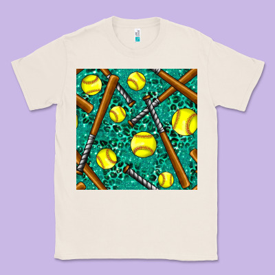 Softball Bat With Leopard And Glitter Seamless Pattern Classic Tee Designed By Bundleandbundleshop