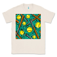Natural softball bat with leopard and glitter seamless pattern Classic Tee - BundleAndBundleShop