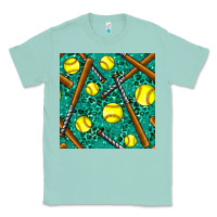 Seafoam softball bat with leopard and glitter seamless pattern Classic Tee - BundleAndBundleShop