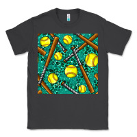 Smoke softball bat with leopard and glitter seamless pattern Classic Tee - BundleAndBundleShop