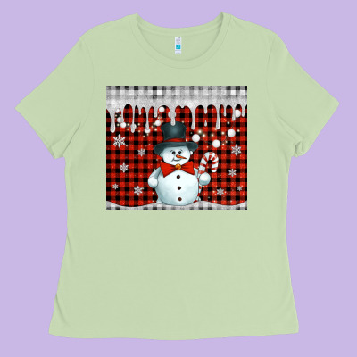 Christmas Snowman Tumbler Ladies Tee Designed By Jasminsmagicworld