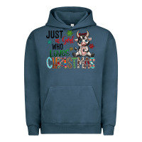 Pigment Midnight Navy just a girl who loves christmas Urban Hoodie - CowhideDigitalArt
