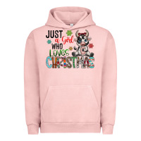 Pigment Salmon just a girl who loves christmas Urban Hoodie - CowhideDigitalArt