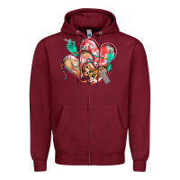 Burgundy nurse hearts Zipper Hoodie - CowGirlArtShop