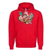Red nurse hearts Zipper Hoodie - CowGirlArtShop