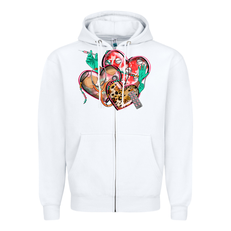 Nurse Hearts Zipper Hoodie by CowGirlArtShop | Teevron
