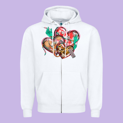 Nurse Hearts Zipper Hoodie Designed By Cowgirlartshop