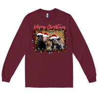 Burgundy Merry Christmas Cows Long Sleeve Tee - Bettercallsaul
