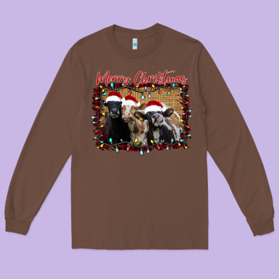 Merry Christmas Cows Long Sleeve Tee Designed By Bettercallsaul