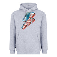 Heather Grey American flag lightning bolt 4th of july Heavyweight Hoodie - FaDigitalArtStudio