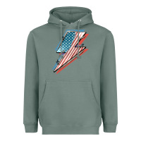 Sage American flag lightning bolt 4th of july Heavyweight Hoodie - FaDigitalArtStudio